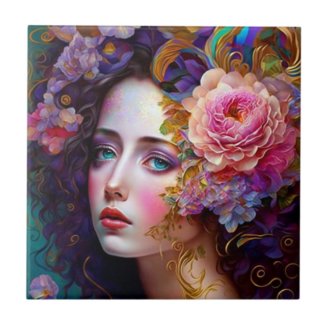 Fantasy Glam Woman Pop Art Ceramic Tile (Front)