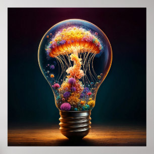 Fantasy glass bulb aquatic luminous creativity poster