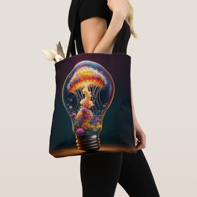 Fantasy glass bulb aquatic luminous creativity tote bag (Close Up)