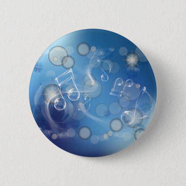 Fantasy Glass Music Notes 6 Cm Round Badge (Front)