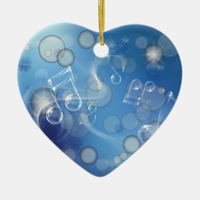 Fantasy Glass Music Notes Ceramic Tree Decoration (Front)