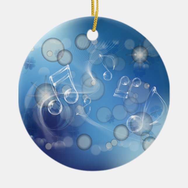 Fantasy Glass Music Notes Ceramic Tree Decoration (Front)