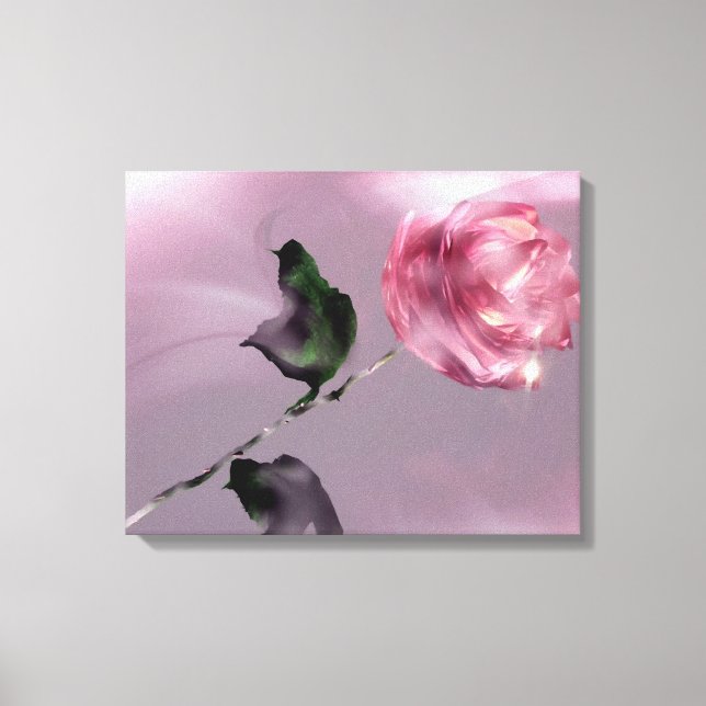 Fantasy Glassy Pink Rose Floral Wrapped Canvas (Front)