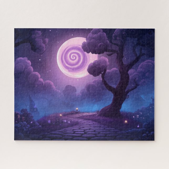 Fantasy Glowing Moon Over Enchanted Path Jigsaw Puzzle (Horizontal)