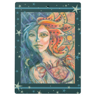 Fantasy Goddess Clipboard with Moon and Sun