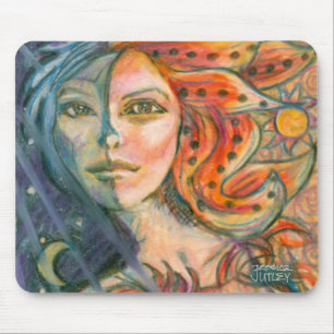 Fantasy Goddess Mouse Pad with Moon and Sun