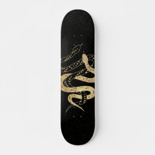 Fantasy Gold and Black Mystical Snakes  Skateboard