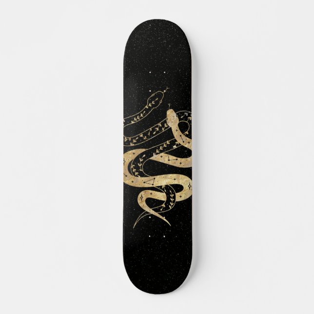 Fantasy Gold and Black Mystical Snakes  Skateboard (Front)