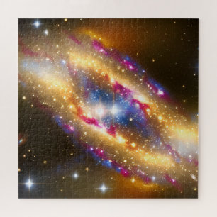 Fantasy Gold Blue and Pink Fun Nebula Image Jigsaw Puzzle