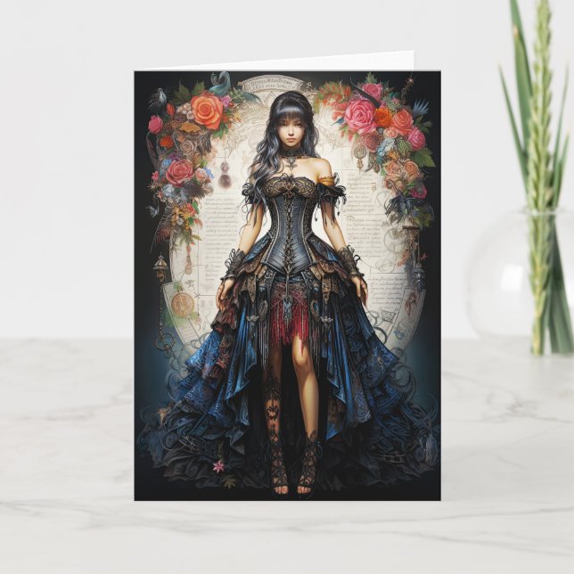Fantasy Gothic Girl Greeting Card (Front)