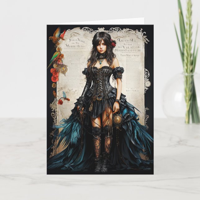 Fantasy Gothic Girl Greeting Card (Front)