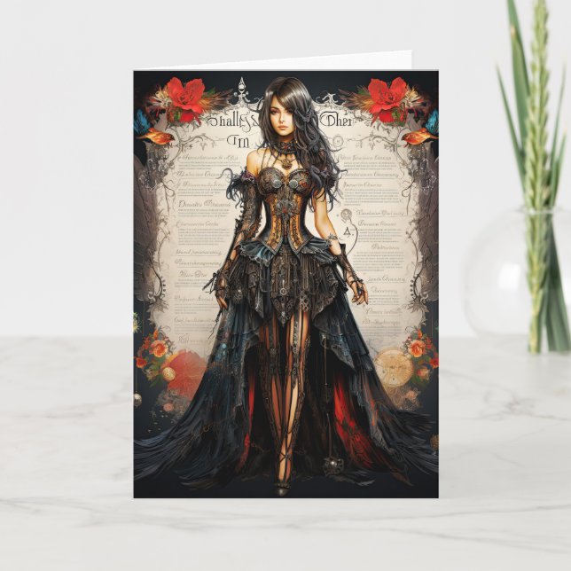 Fantasy Gothic Girl Greeting Card (Front)