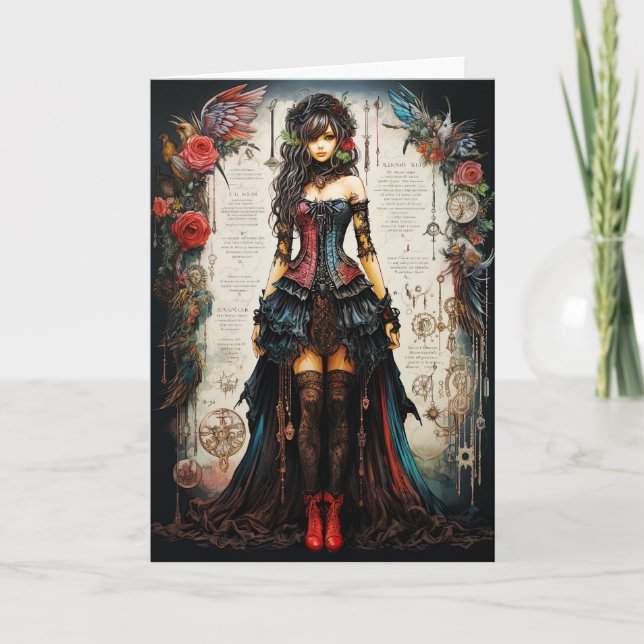 Fantasy Gothic Girl Greeting Card (Front)