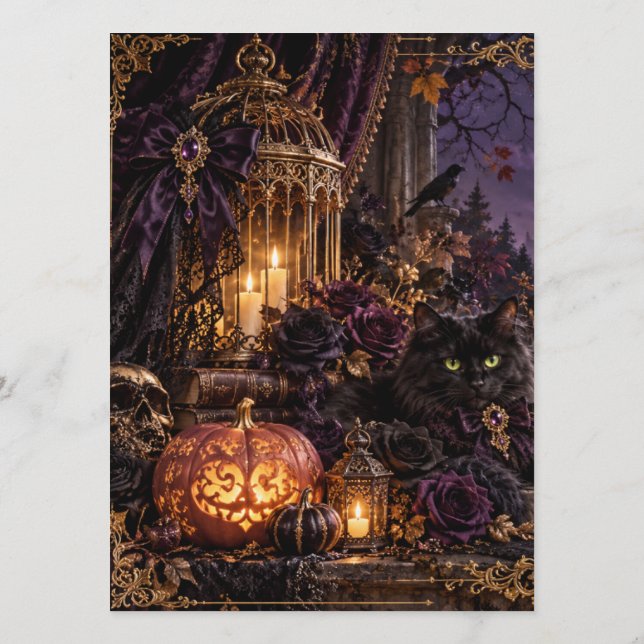 Fantasy Gothic Halloween Menu Card (Back)