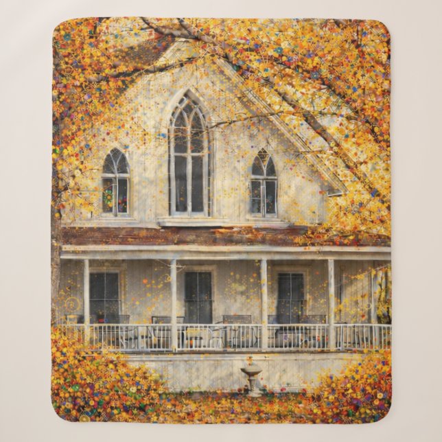 Fantasy Gothic-Revival Carpenter House  Sherpa Blanket (Front)