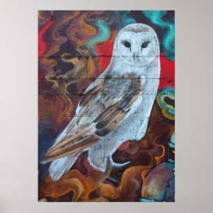 Fantasy Graffiti Snowy Owl Poster