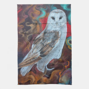 Fantasy Graffiti Snowy Owl Tea Towel