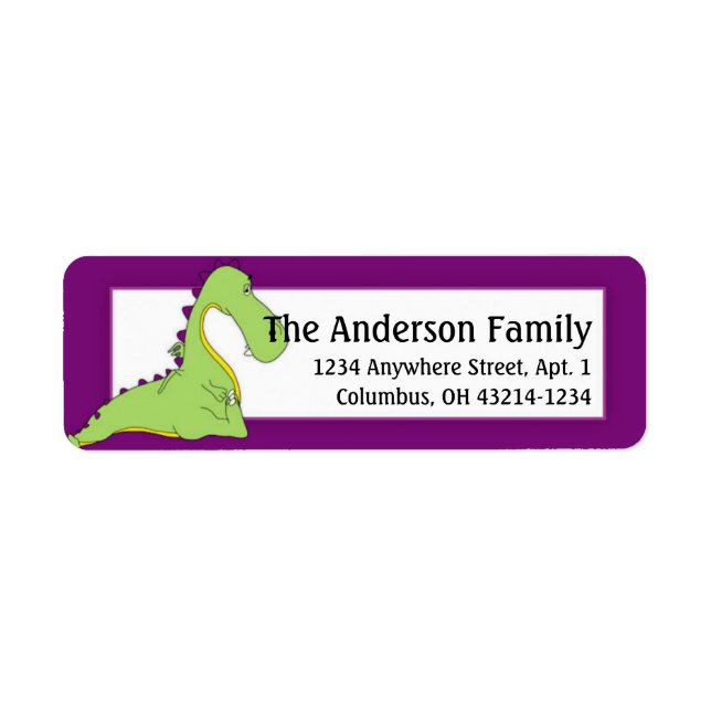 Fantasy Green Dragon Return Address Labels d1 (Front)