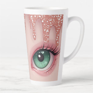 Fantasy Green Eyes With Rose Gold Dripping Latte Mug