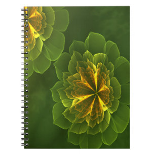 Fantasy Green Yellow Fractal Flowers Notebook