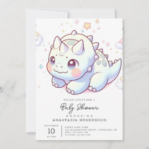 Fantasy Happy Dinosaur Baby Shower Invitation