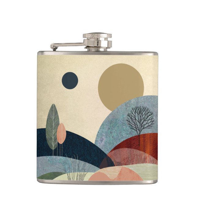 Fantasy Hills Landscape Hip Flask (Front)