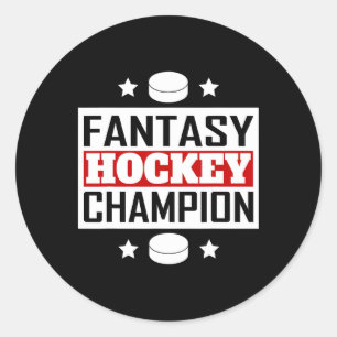 Fantasy Hockey Champion Retro Style  Classic Round Sticker