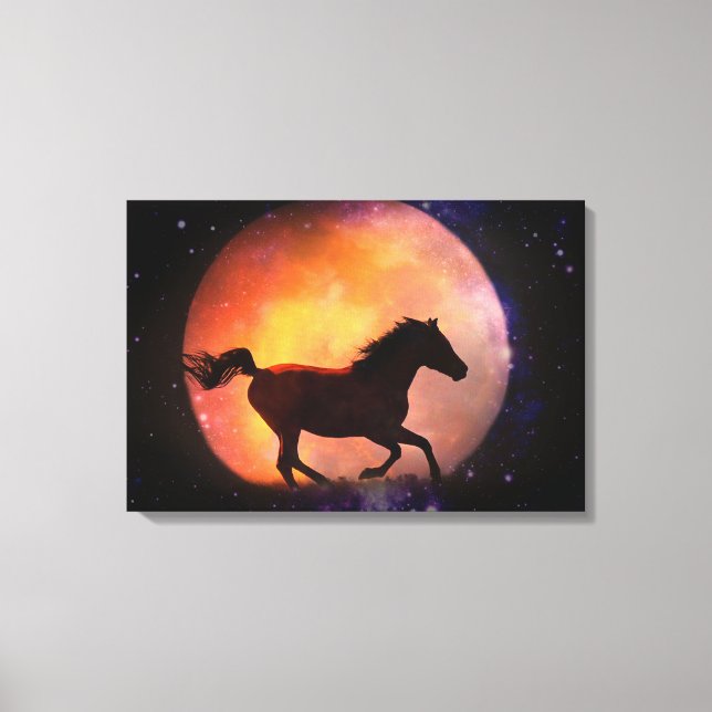 Fantasy Horse and Moon Canvas Wall Art (Front)