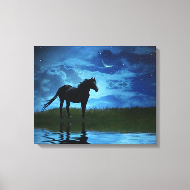 Fantasy Horse and Moon Fine Art Photography Canvas Print (Front)