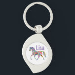 Fantasy Horse Monogram Key Ring<br><div class="desc">All the colours of the rainbow in this magical horse with striped swirls of many hues. Personalise with your name or monogram for a custom key chain. You may change the font and font size if you need more space to fit your name. This item is a wonderful choice for...</div>
