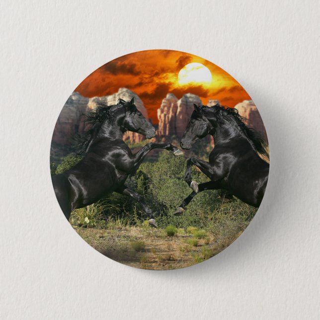 Fantasy Horses: Black Magic 6 Cm Round Badge (Front)
