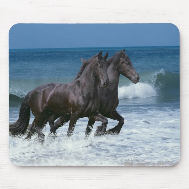 Fantasy Horses: Friesians & Sea Mouse Pad (Front)