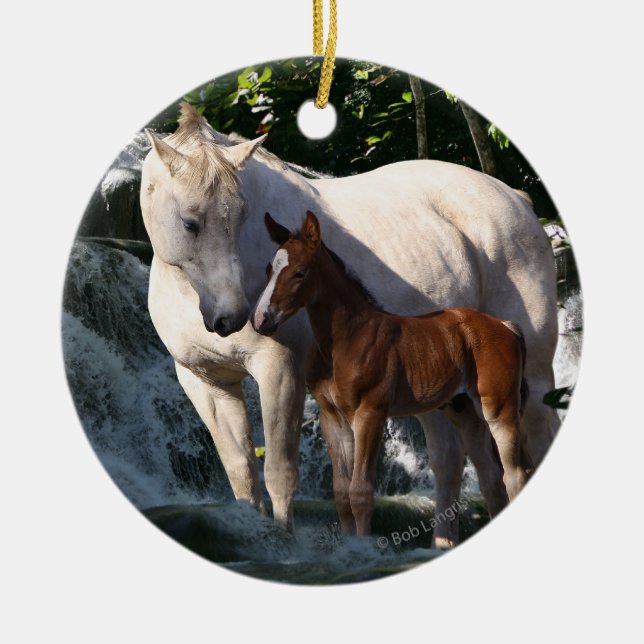Fantasy Horses: Waterfall Ceramic Tree Decoration (Front)