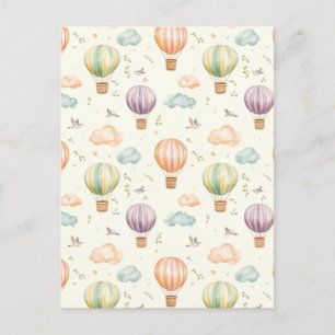 Fantasy Hot Air Balloon Pattern Watercolor Design Postcard
