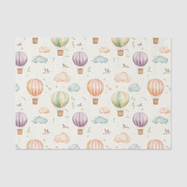 Fantasy Hot Air Balloon Pattern Watercolor Design Tissue Paper (Front)