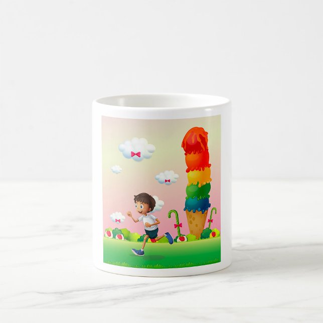 Fantasy Ice Cream Cone with Happy Running Boy Coffee Mug (Creator Uploaded)