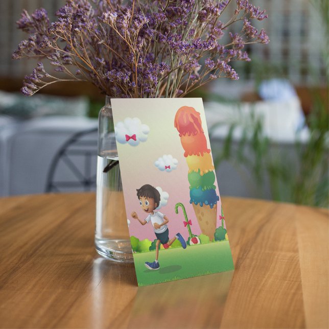 Fantasy Ice Cream Cone with Happy Running Boy Invitation (Creator Uploaded)