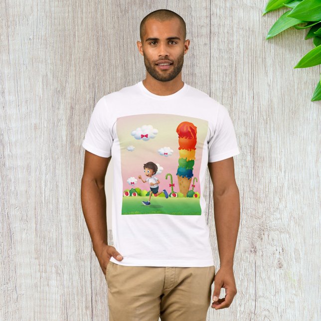 Fantasy Ice Cream Cone with Happy Running Boy T-Shirt (Creator Uploaded)