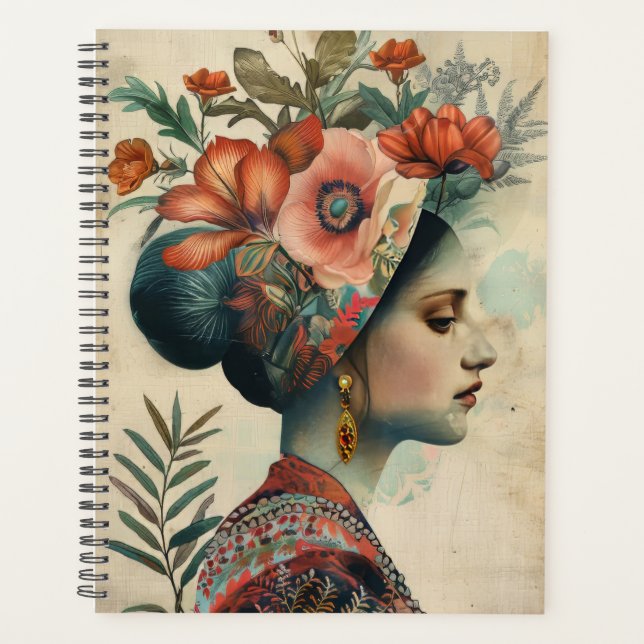 Fantasy Illustration Lady and Flowers Planner (Front)