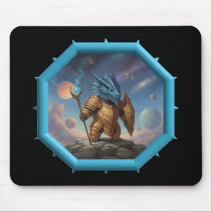 Fantasy Image Little Blue Dragon In Bronze Armor Mouse Pad