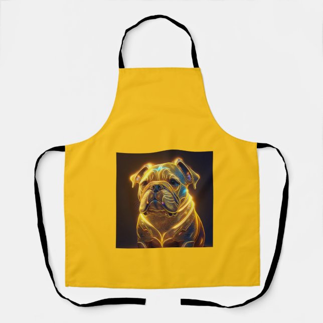 Fantasy Image Neon Yellow English Bulldog Apron (Front)