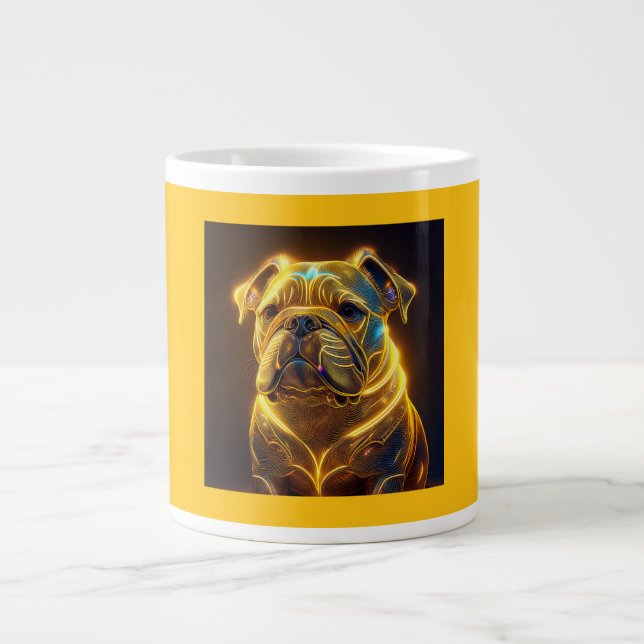 Fantasy Image Neon Yellow English Bulldog Large Coffee Mug (Front)