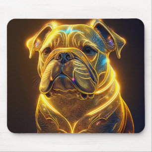 Fantasy Image Neon Yellow English Bulldog Mouse Pad