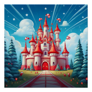 Fantasy Image Of A Candy Cane Castle Poster