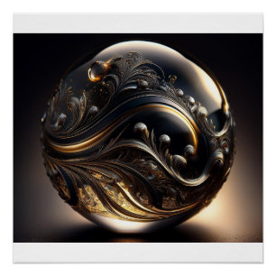 Fantasy Image Of a Grey Transparent Ball With Art Poster