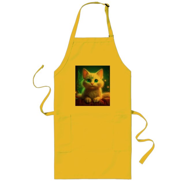 Fantasy Image Of A Young Albino Cat Long Apron (Front)