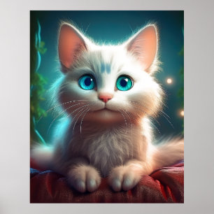 Fantasy Image Of A Young Albino Cat Poster