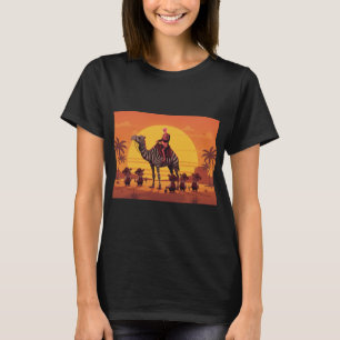 Fantasy Image of Skeleton Riding Striped Camel T-Shirt