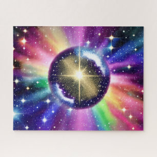 Fantasy Indigo Sphere Bursting Radiant Energy Jigsaw Puzzle