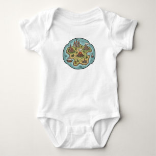 Fantasy Island Map Castle Volcano Treasure Ship Baby Bodysuit